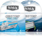 Quattro® 4-blade cartridges can be used with any Quattro razor. Available in:
